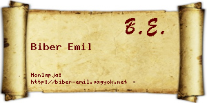 Biber Emil névjegykártya